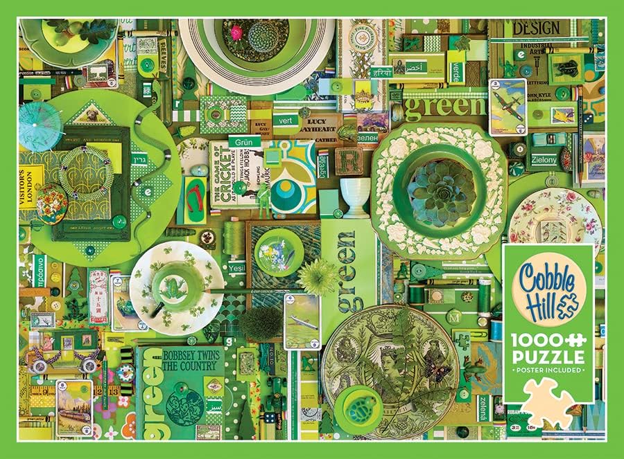 Miniatura 5 de Cobble Hill - Rompecabezas de 1000 piezas, colección Rainbow verde, póster de muestra incluido