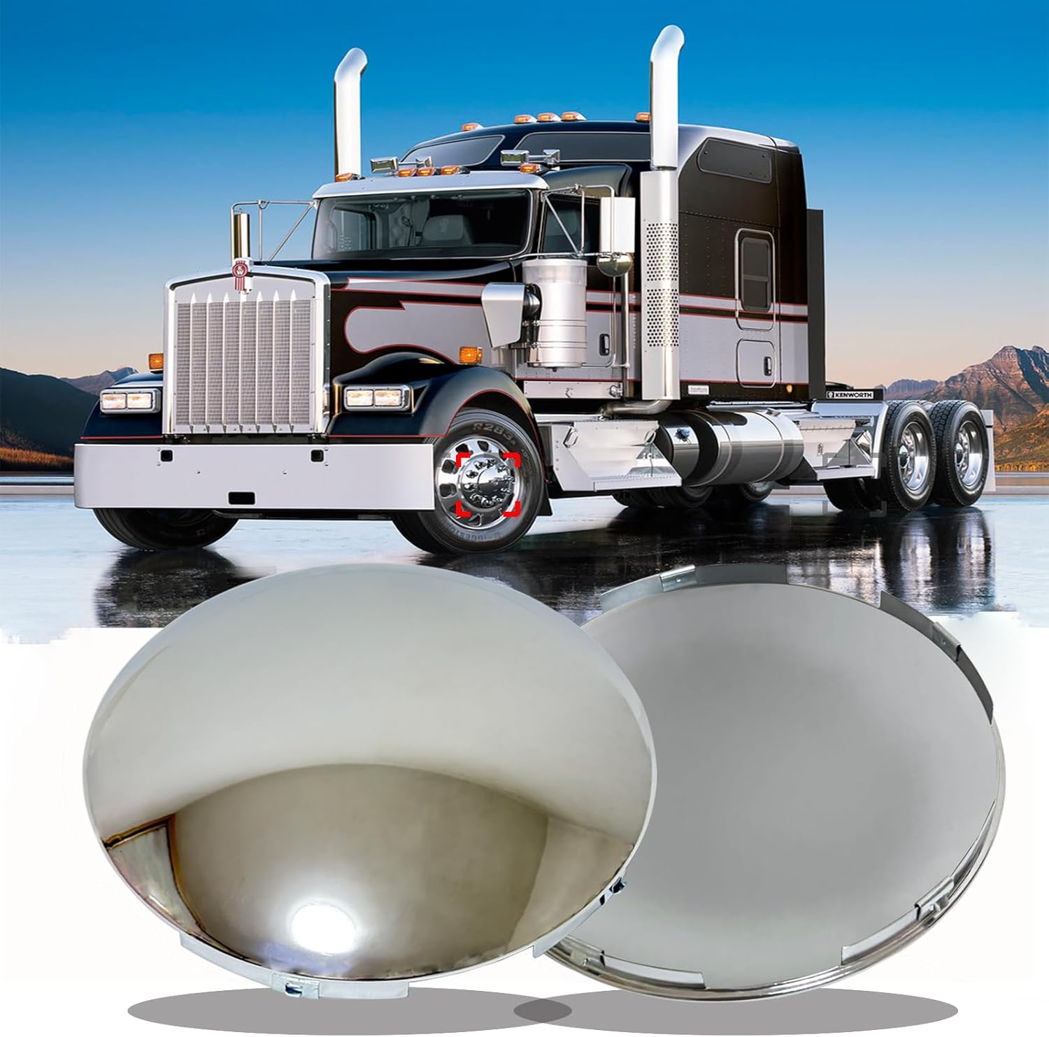 4 pcs Chrome 8 Inch Hub Caps Dome Metal 8" Semi Truck Hub Covers Axle Cap Rear Wheel Covers Set for Semi Truck Hub Covers for Peterbilt Freightliner Baby Moon Hubcaps