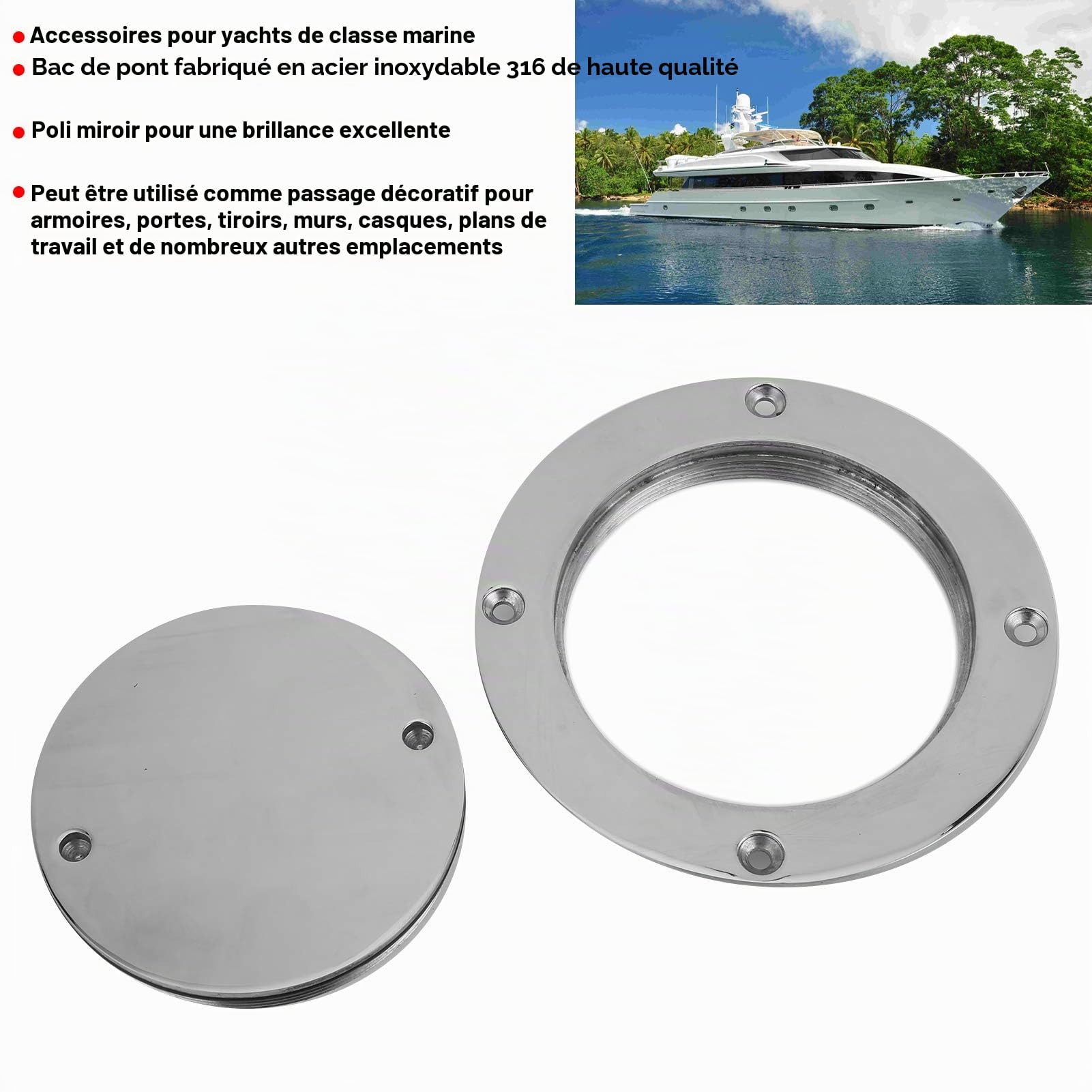 Plaque de Pont KIMISS, Trappe D'inspection en Acier Inoxydable de Couvercle de Trappe de Pont en Acier Inoxydable de 4 Pouces avec Clé pour Accessoire de Quincaillerie Marine de Yacht