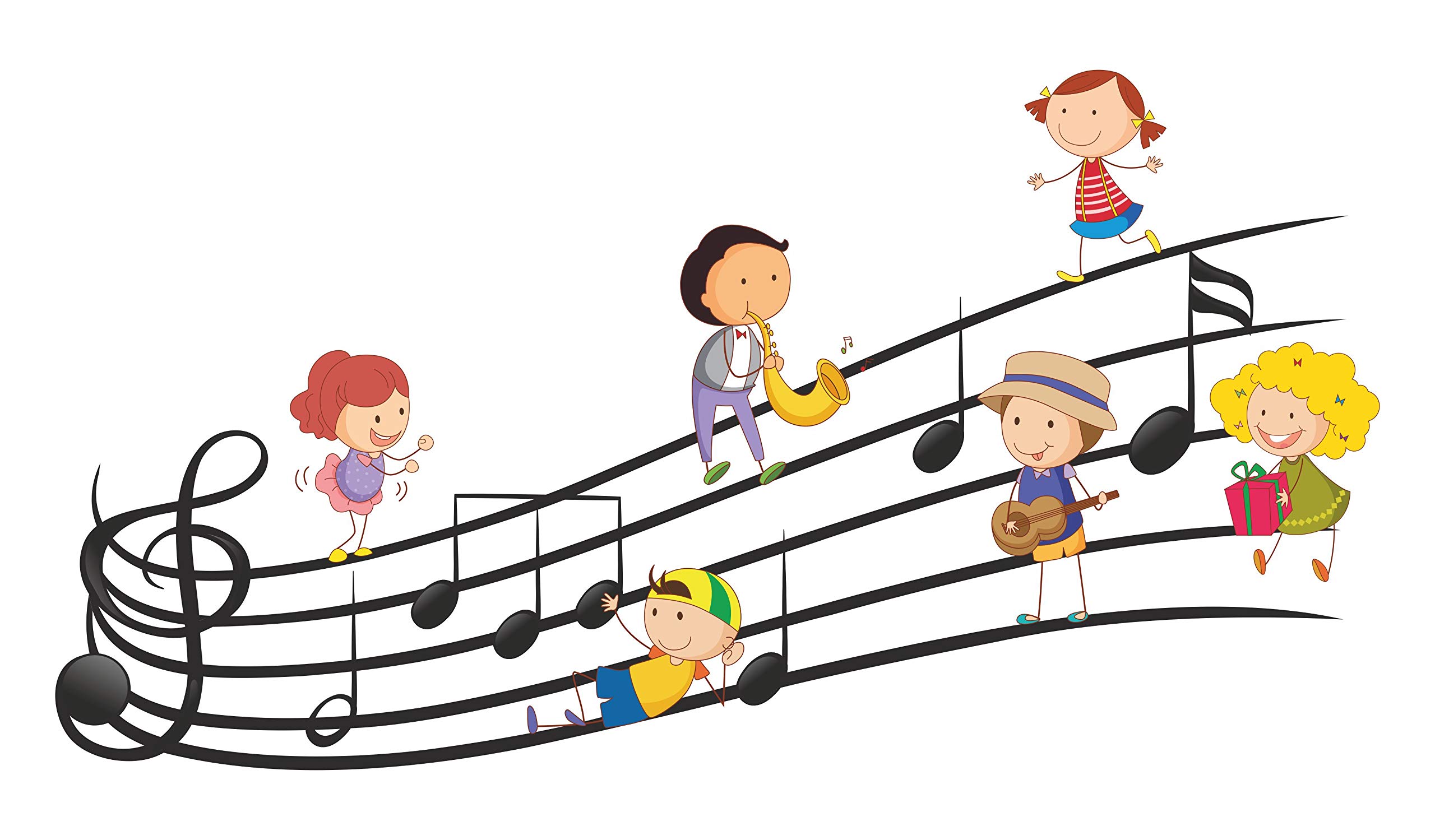 Sticker Hub Kids Playing Music Instruments Wall Sticker 48cm x 91cm AS276-image-46