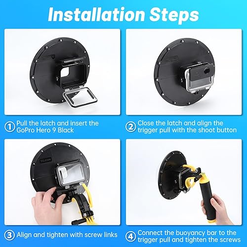 Miniatura 8 de Puerto de domo para GoPro, carcasa impermeable compatible con GoPro Hero 9 10 negro submarino protector para buceo GoPro Accesorios de lente GoPro