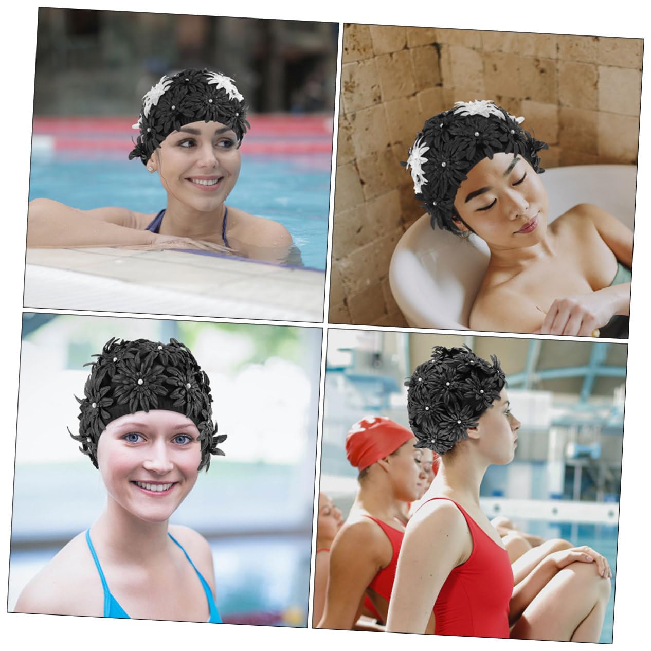 Mikikit 2pezzi Cuffie Da Per Donne Cuffie Impermeabili Da Piscina Per Ragazze e Adulti Protezione La Nuotata