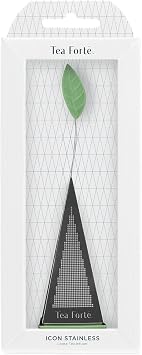 Tea Forte Icon Stainless Steel Loose Leaf Tea Infuser, Extra Fine Strainer with Silicone Leaf and Base