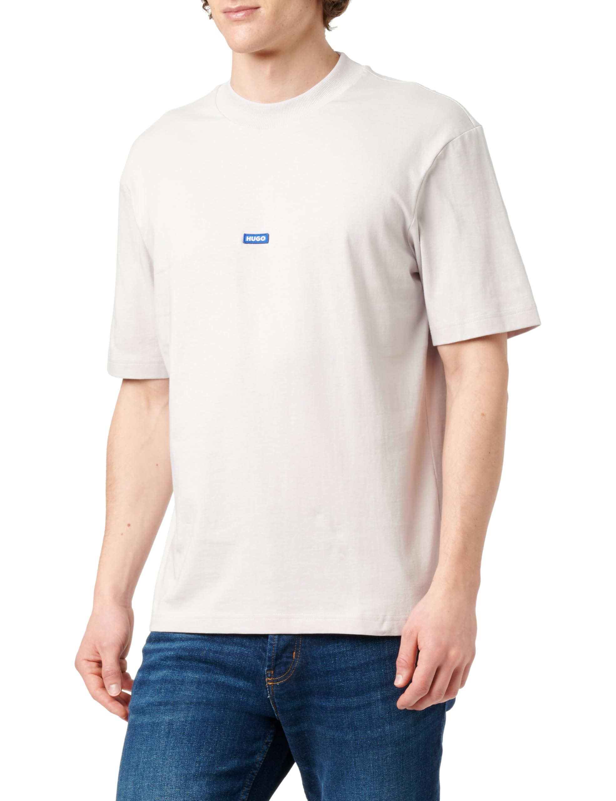 HUGO Herren Nieros T-Shirt aus Baumwoll-Jersey mit Logo-Badge