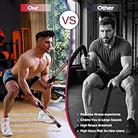 Vista 5 de Cuerdas de batalla sin cuerda mejoradas para gimnasio en casa, cuatro cables de entrenamiento ajustables de 1.7 a 2.8 libras, cables