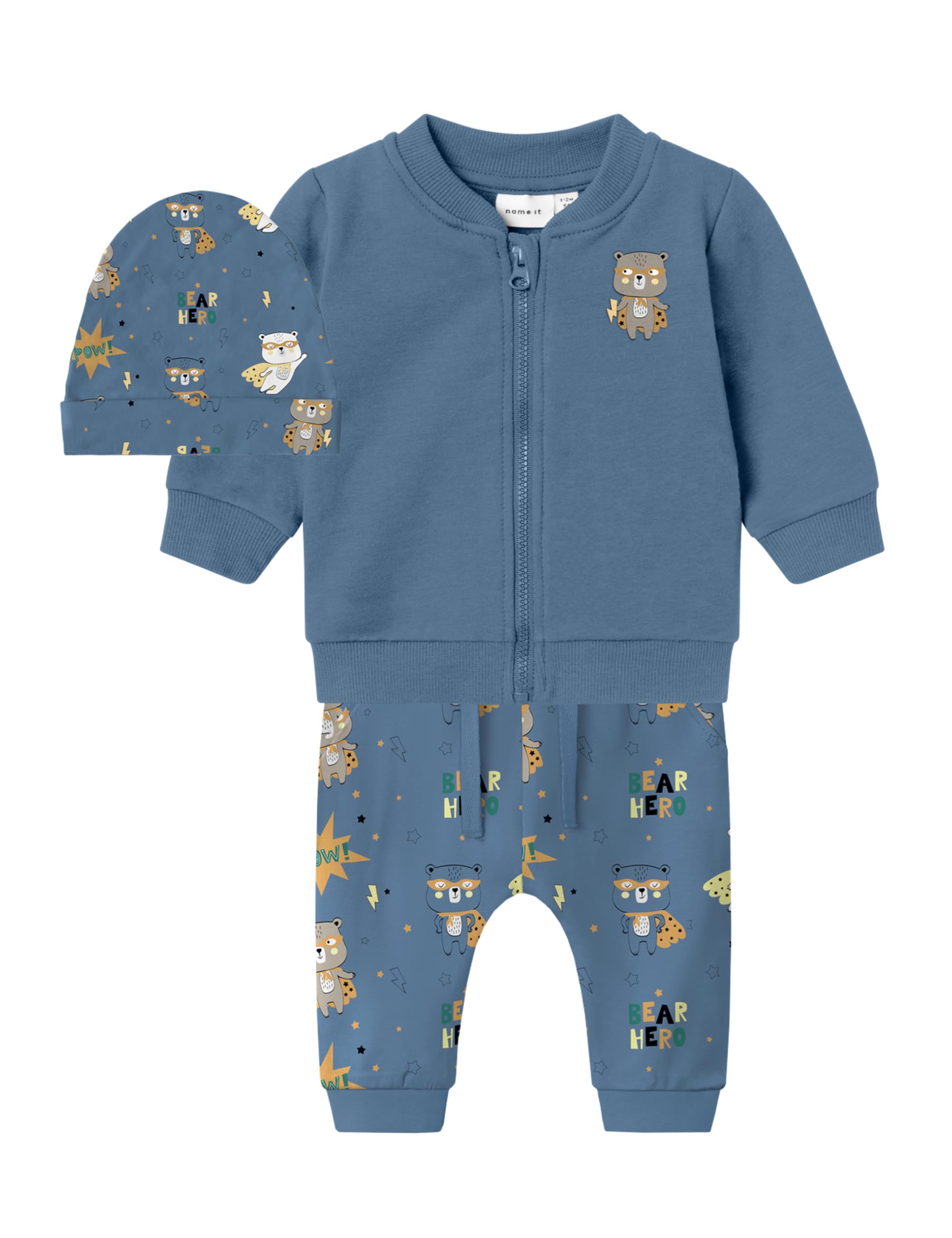 NAME IT Baby-Jungen Nbmvonne Sweat Cardigan Box Set with Hat Sweatshirt