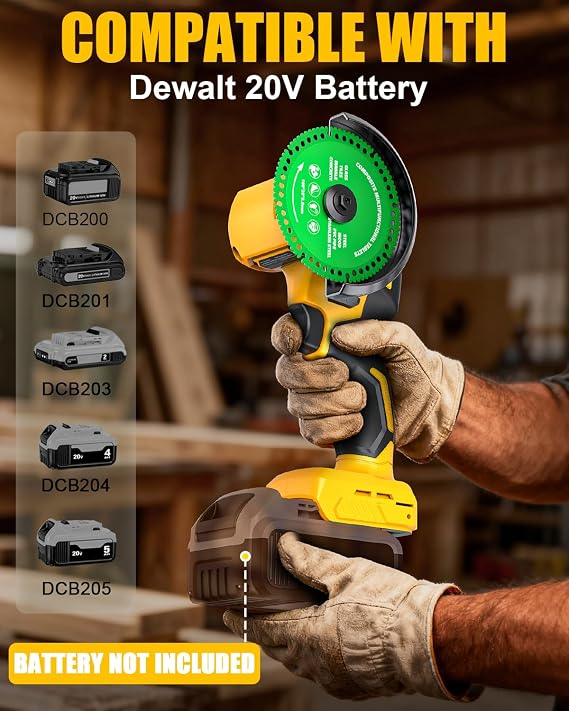 Ecarke Cordless Cut Off Tool Compatible with DeWalt 20V Battery, 4 Circular Saw Brushless Motor with Blades, 18,000 RPM Mini Cut Off Tool Kit for Wood/Metal/Plastic/Tile/Stone Cutting (Tool Only)