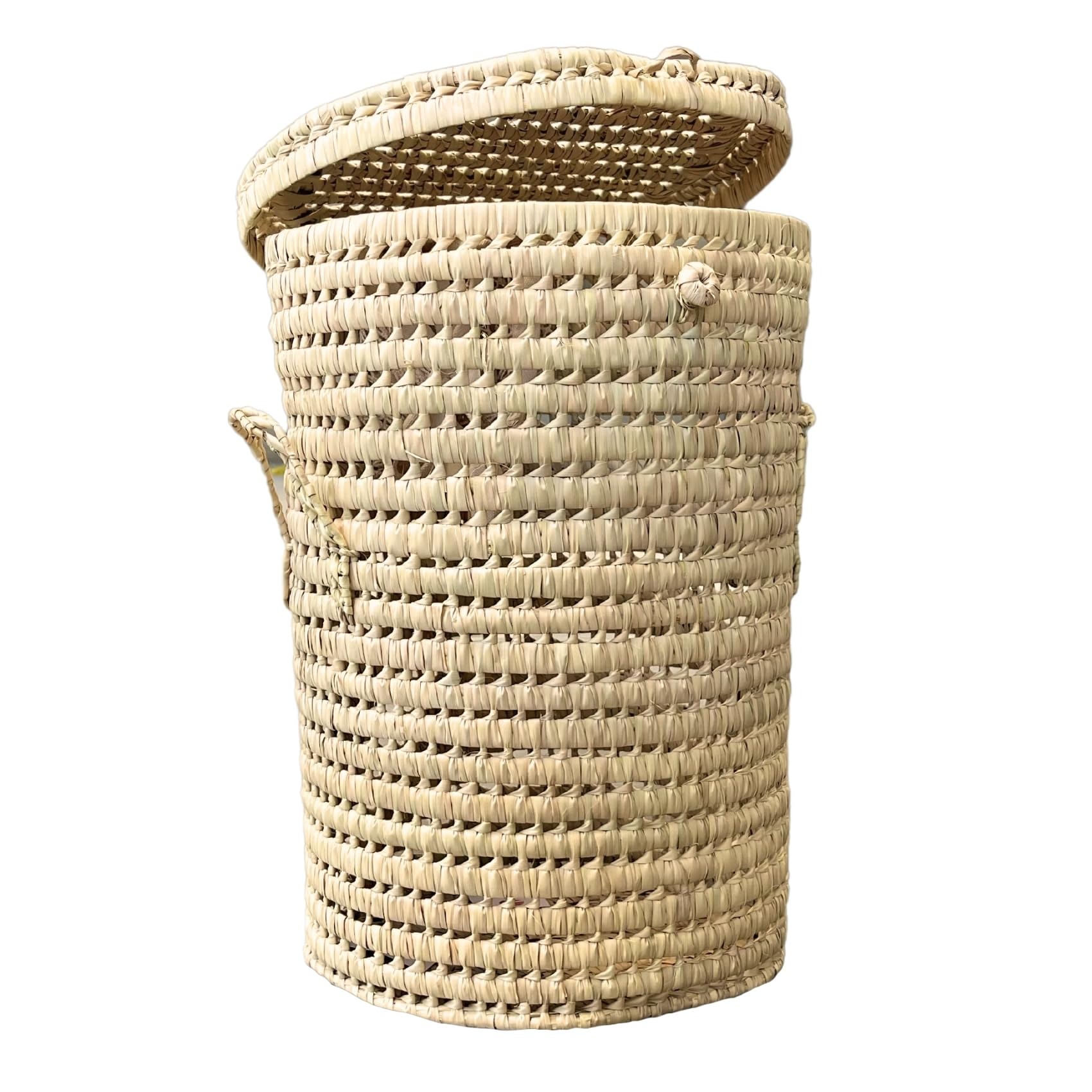 Cesto de lavandería rectangular de palmera, cesta de lavandería, palmera, 53 x 38 x 38 cm, artesanía marroquí, color natural