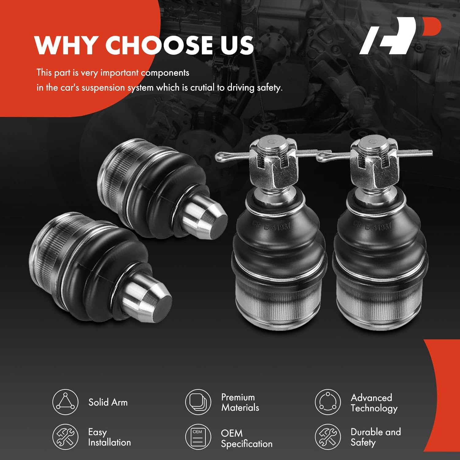 A-Premium Set of 4, Front Upper & Lower Ball Joints Kit, Compatible with Ford E-150, E-250 (Econoline), E-350 Econoline (Club Wagon), E-350 Super Duty, E-450 Econoline Super Duty, E-450 Super Duty