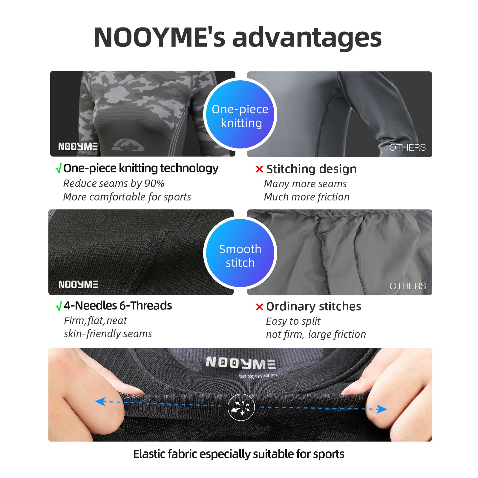 NOOYME Intimo Termico Donna Biancheria Intima Termica Funzionale Donna Pantaloni e Maglia Termica Traspirante Asciugatura Rapida per Sci Corsa Palestra