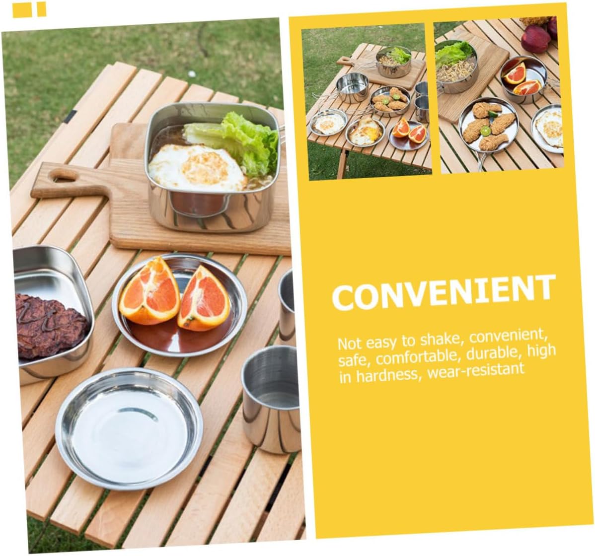 Portable Folding Camping Pot Set Stainless Steel Outdoor Cookware Kit Lightweight Cooking Pan for Camping Hiking and Picnics