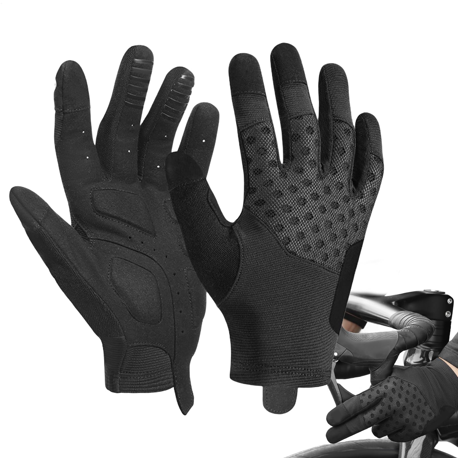 Genérico Guantes de Bicicleta Mitones Acolchados Táctiles | Guantes Reflectantes Con Dedos Completos Transpirables Para Ciclismo Para Clima Frío, Ciclismo, Running, Conducción,