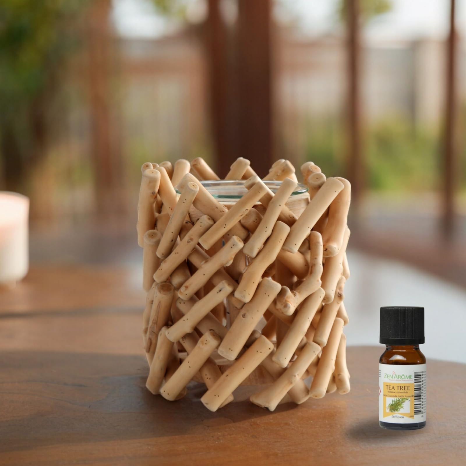 Zen’Arôme Calorya Nr. 7 Duftwachsbrenner – Elektrischer Parfümbrenner für duftenden Fondant – Parfümlampe aus natürlichem Treibholz – Multifunktions-Ambientebeleuchtung – originelle Geschenkidee