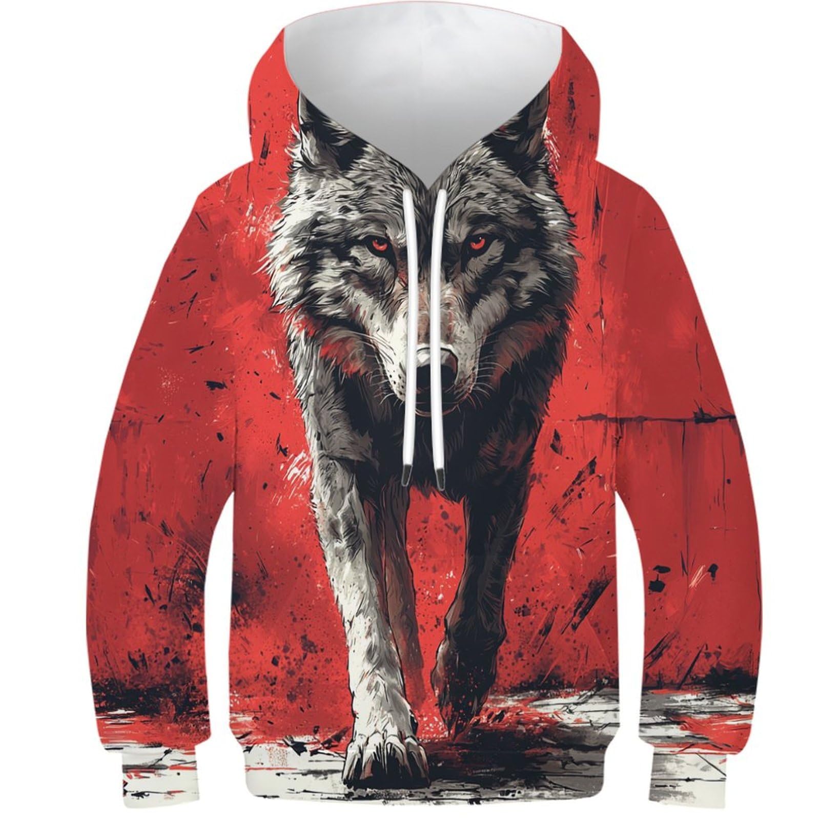 Pull loup imprimé 3D garçon vêtement de sport idéal collège et parc - 8