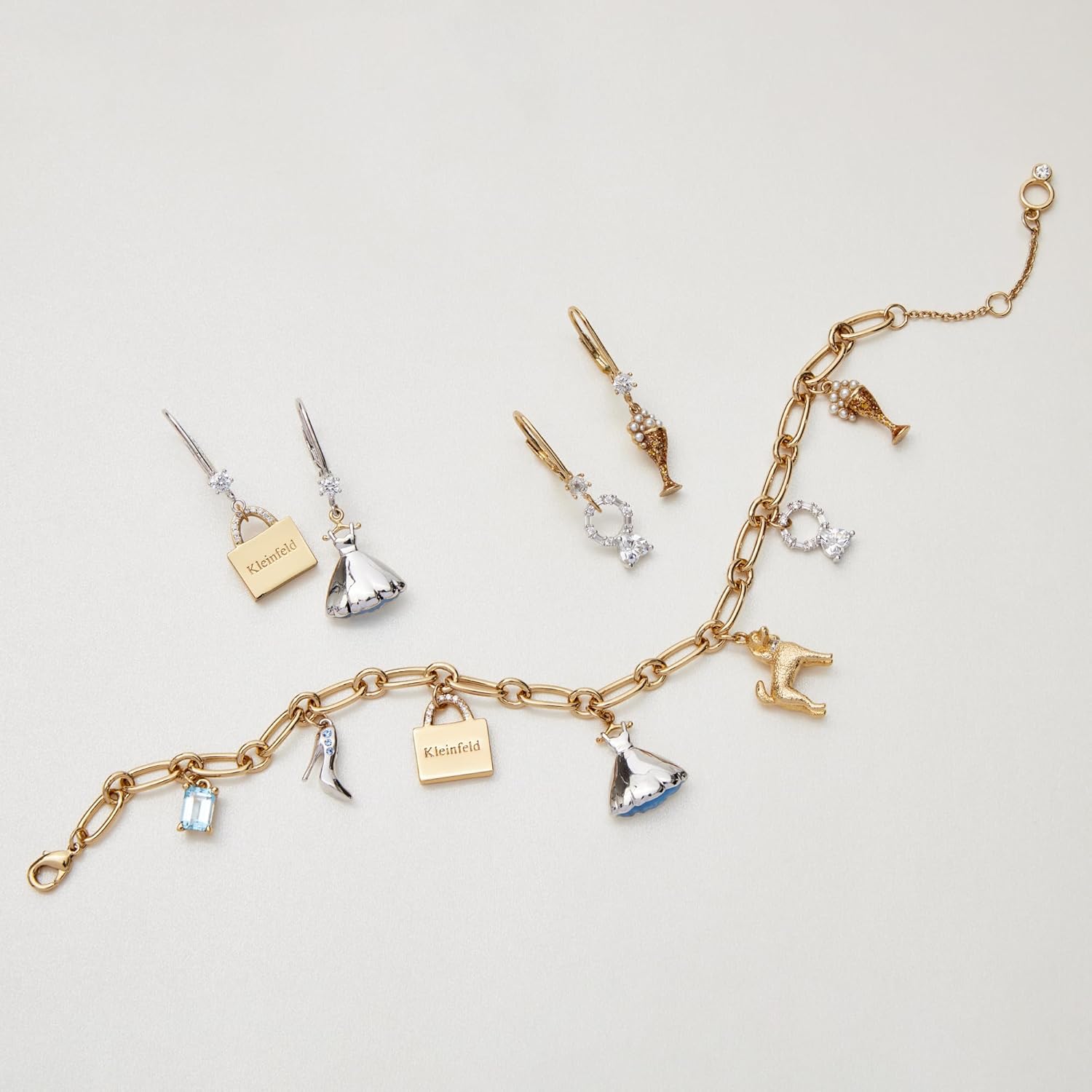 Kleinfeld Womens Bridal Icons Charm Adjustable Bracelet, Crystal/Two-tone, One Size