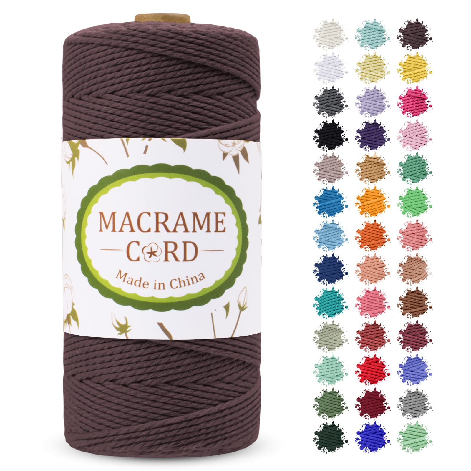 Cordon Macramé Coton Naturel POPOYU - 2mm X 100m - 19 Couleurs - Sans Produits Chimiques