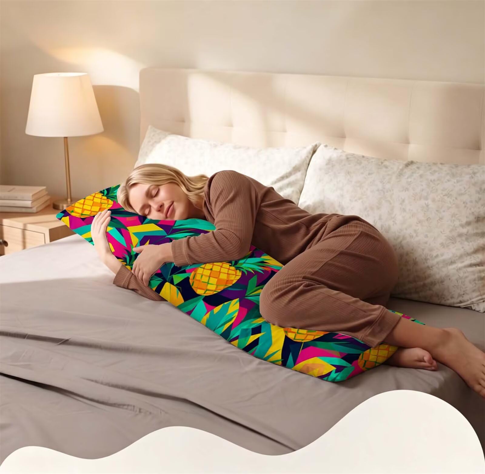 Fodera Cuscino 55 x 160 cm, Nordic-24 Lino Copricuscini Letto, | con Invisibile Cerniera, Morbida e Traspirante, per biancheria da letto, divano, hotel, chi dorme sul fianco Impianto-2 j-39