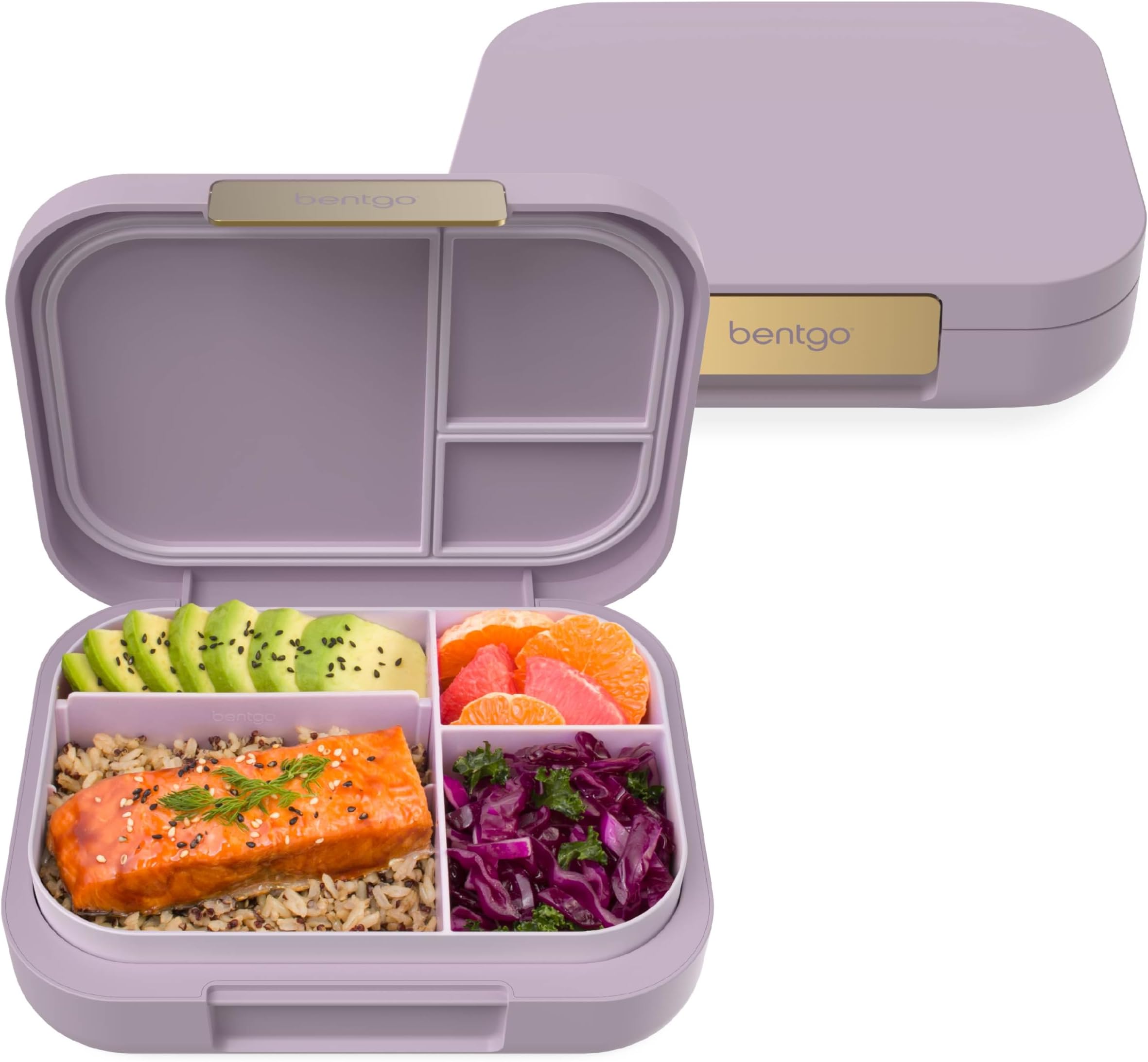 Modern - Versatile 4-Compartment Bento-Style Lunch Box, Leak-Resistant, Ideal for On-the-Go Balanced Eating - BPA-Free, Matte Finish and Ergonomic Design (Orchid)