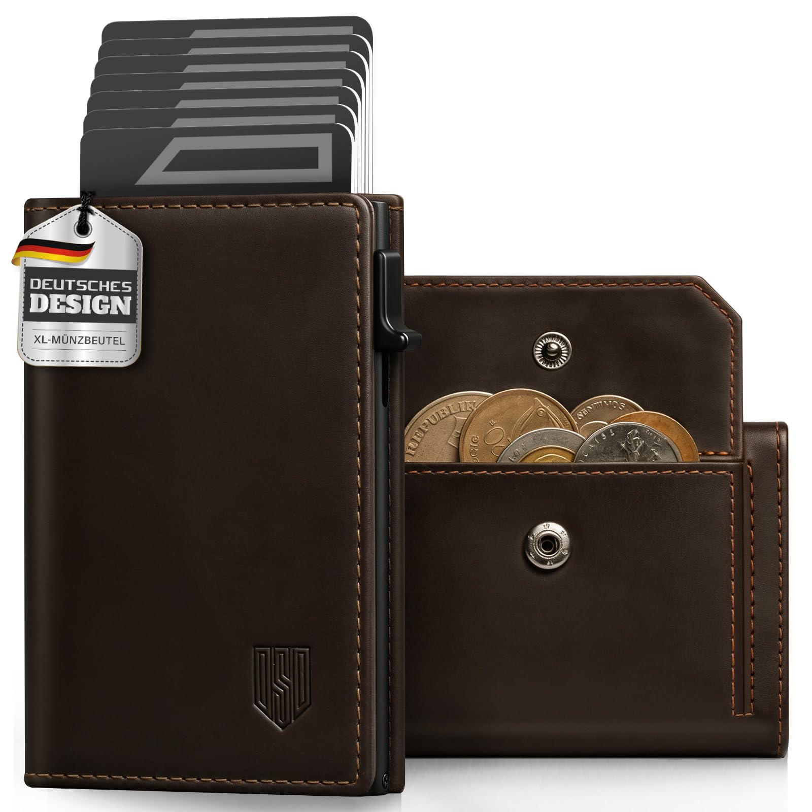 DODENSHA MagSnap Geldbörse Herren I Slim Wallet mit XL-Münzfach für 10+ Münzen I Kreditkartenetui Geldbeutel Herren für 10+ Karten I Magnetischer Verschluss Geldbörse Herren I RFID Schutz