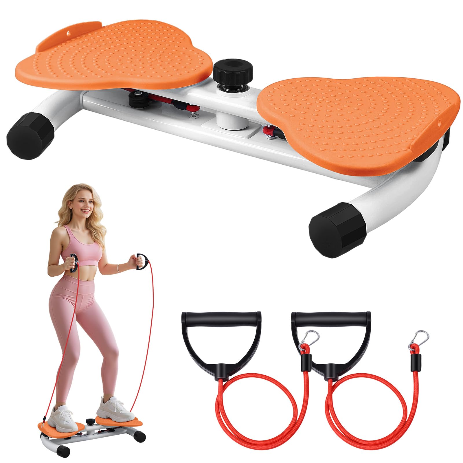 Waist Twister Machine, Ab Twister Board with Resistance Bands - 300 lbs Capacity Home Exercise Equipment for Belly Fat, Core Workout - Noiseless & Anti-Slip for Women/Men