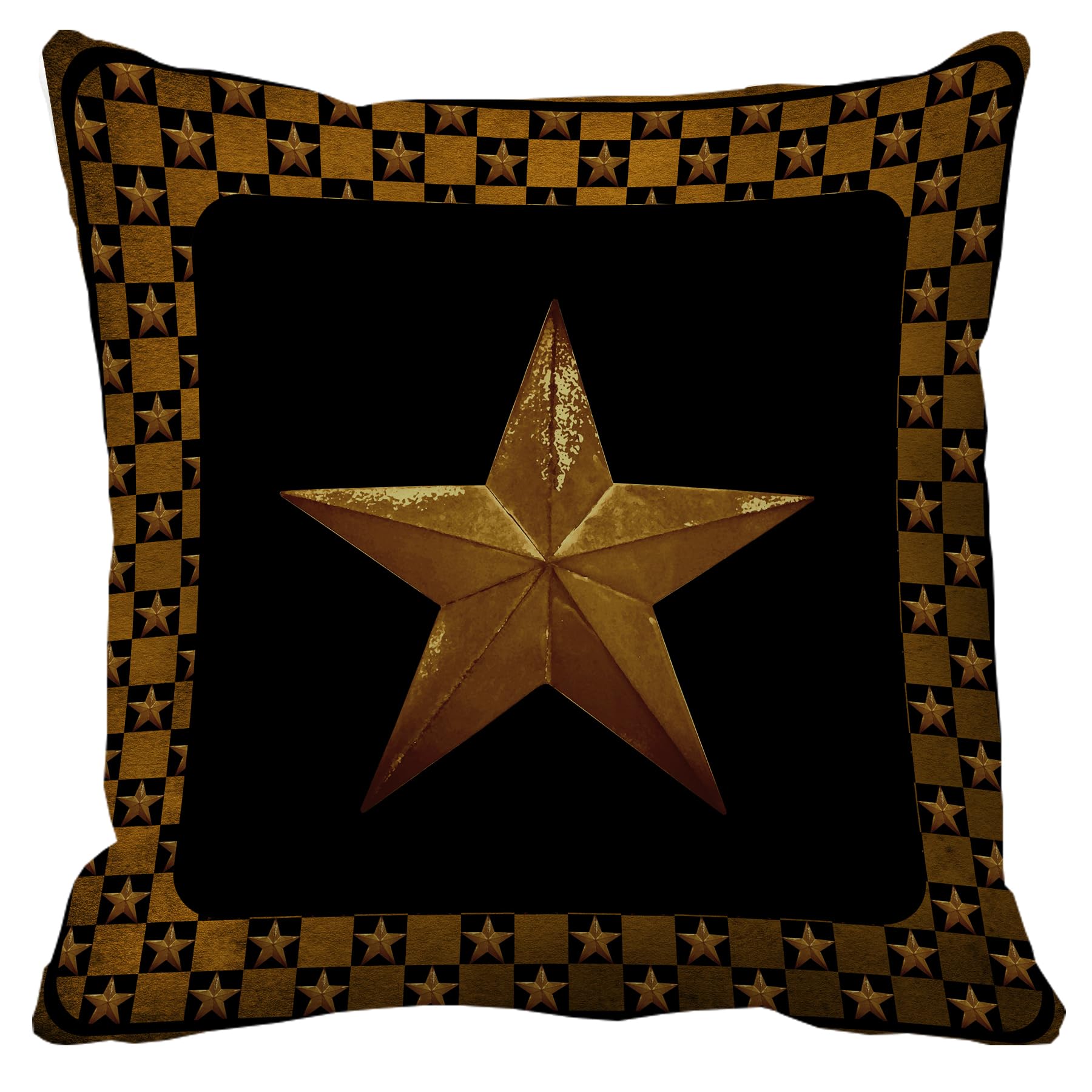 Decorbox Primitive Rusty Metel Barn Star 18x18 Inch Throw Pillow Cover,Rustic Vintage Decorative Cushion Case,Home Couch Spring Summer Fall Autumn Winter Halloween Christmas Decor Gift Soft Pillowcase