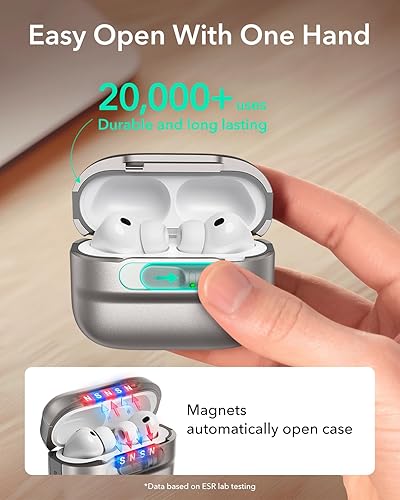 Miniatura 82 de ESR Funda para AirPods Pro (2023/2022/2019, 2ª/1ª generación), compatible con Airpods Pro 2 (cable USB-C/Lightning), listo para MagSafe, bloqueo