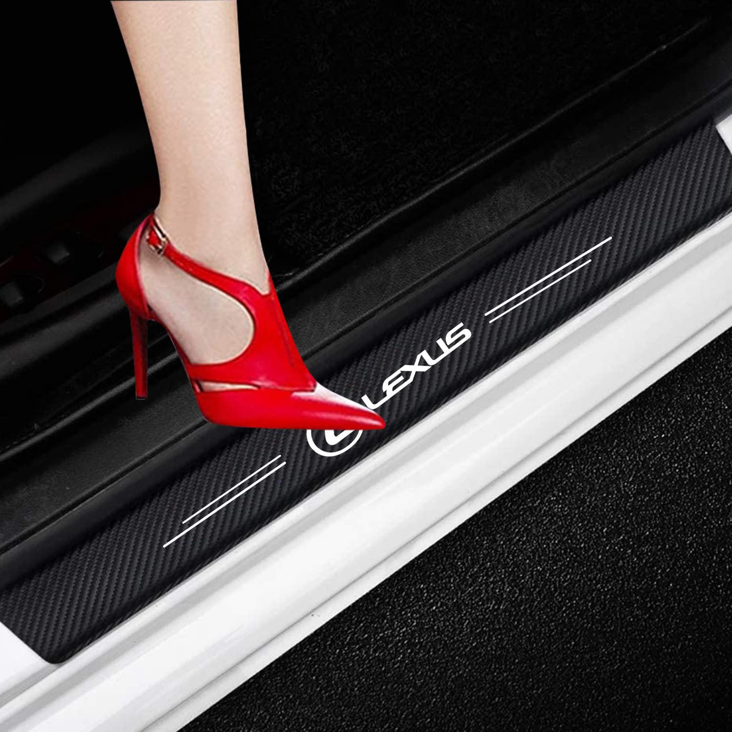 Buy Bigmanka 4Pcs Door Sill Protector Carbon Fiber Sticker Decoration