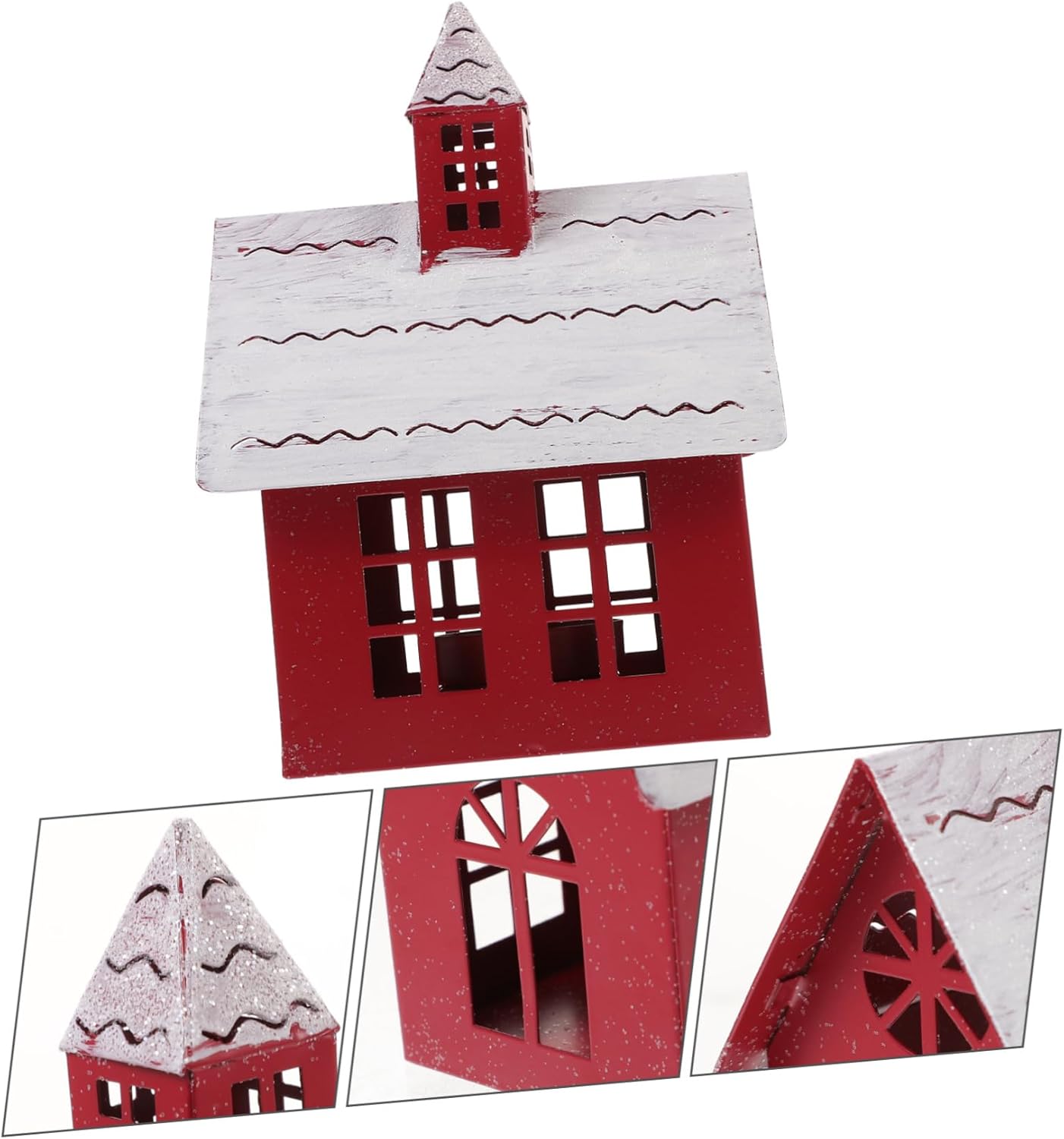 Metal Christmas Village House Desktop Decorations Tin Christmas Supplies for Home