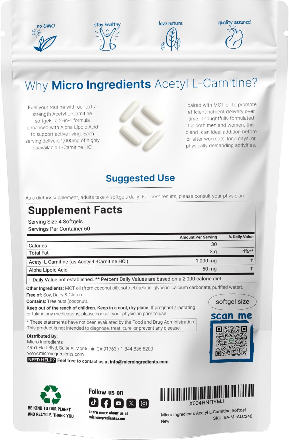 acetyl l carnitine ingredients Acetyl-L-Carnitine 500 mg Meijer Acetyl L-Carnitine, 1500 mg,