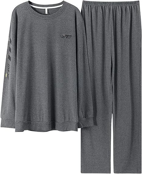 Amazon パジャマ メンズ ルームウェア 秋冬 長袖 ロングパンツ 上下セット コットン 綿100 通気 吸湿 丸首 スウェット 家着 2点セット 柔らかい 肌触り 快適 大きいサイズ おしゃれ 熟睡 トラベル お泊り パジャマ 通販