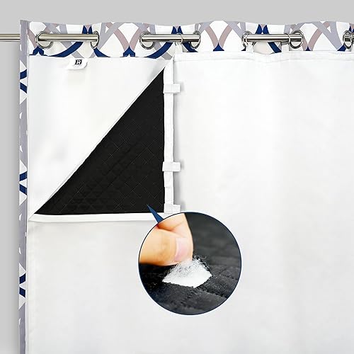 DriftAway Revestimientos de cortina acolchados con aislamiento térmico insonorizado para dormitorio, barrera de sonido, 100% opaco, reducción de