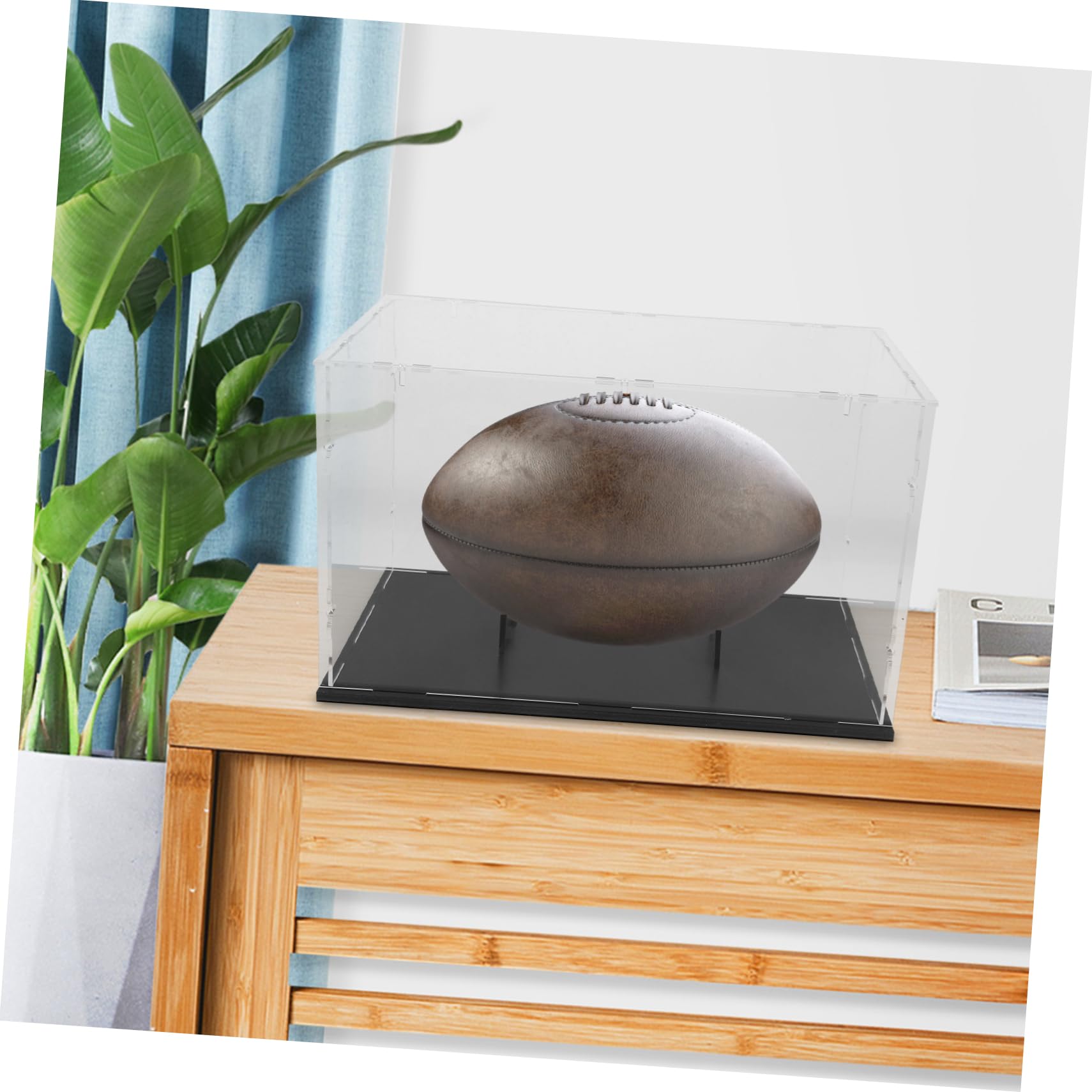 MAGICLULU Vetrina Per Palloni Da Rugby Trasparente in Acrilico Scatola Espositiva Da Tavolo e Attrezzature Sportive