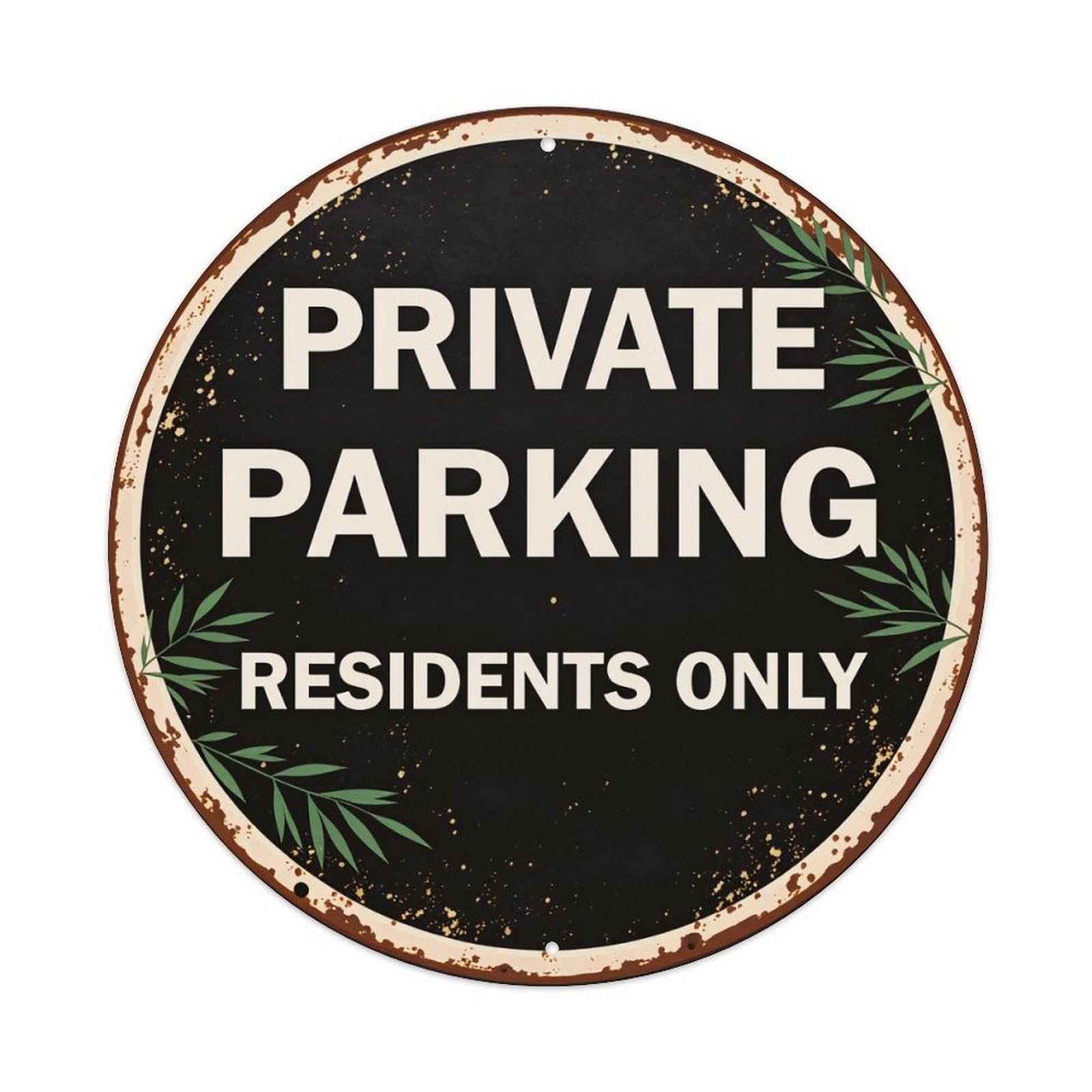 Private Parking Residents Only Sign Round Tin Sign Vintage Style Metal Sign Home Bar Garden Wall Plaque Decor Metal Poster 8x8 Inch