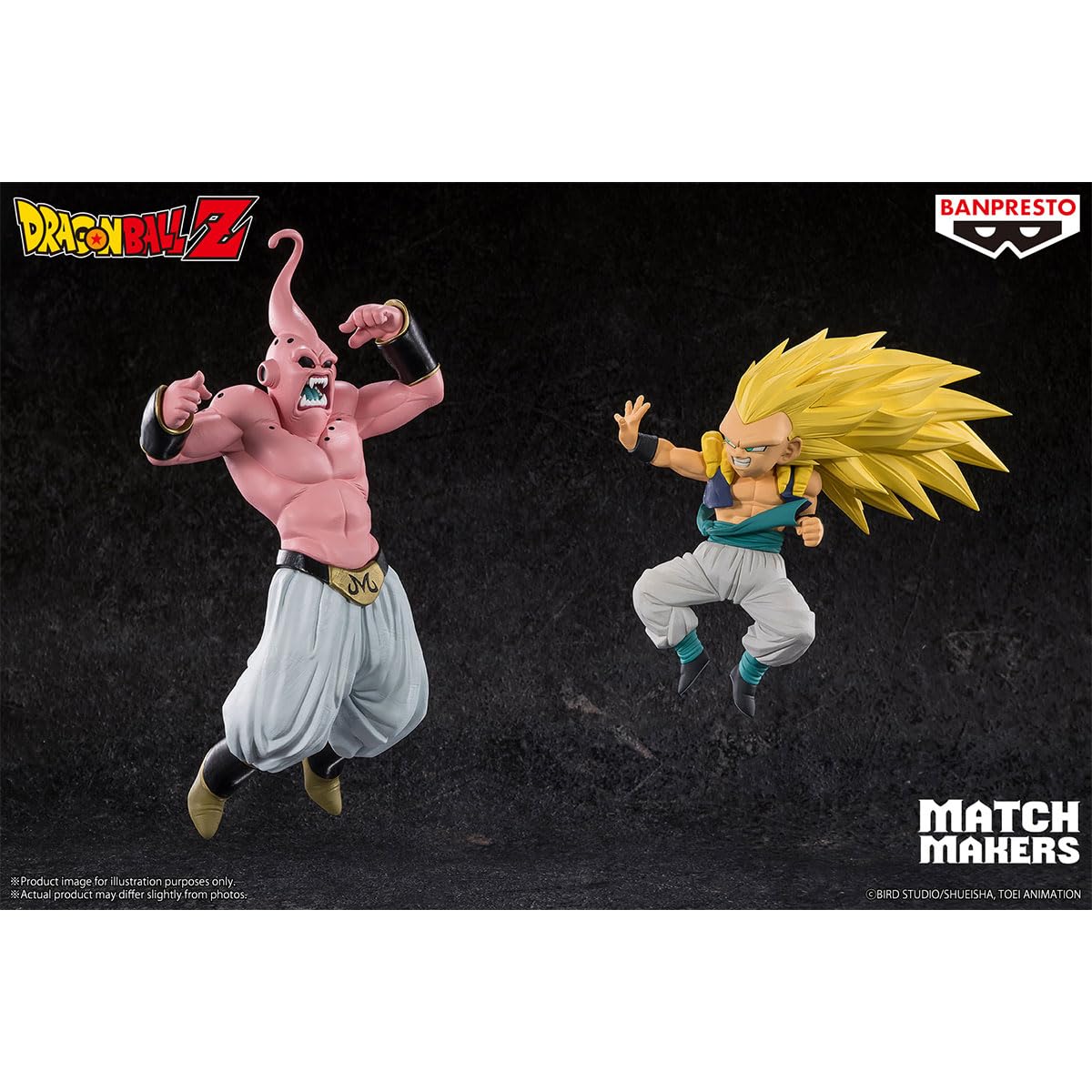 Banpresto Figura de Accion Gotenks Super Saiyan 3, Vs Majin Buu, Dragon Ball Z, Match Makers, 11 cm, BP28822P Multicolor, Figura Coleccionable, Óptimo