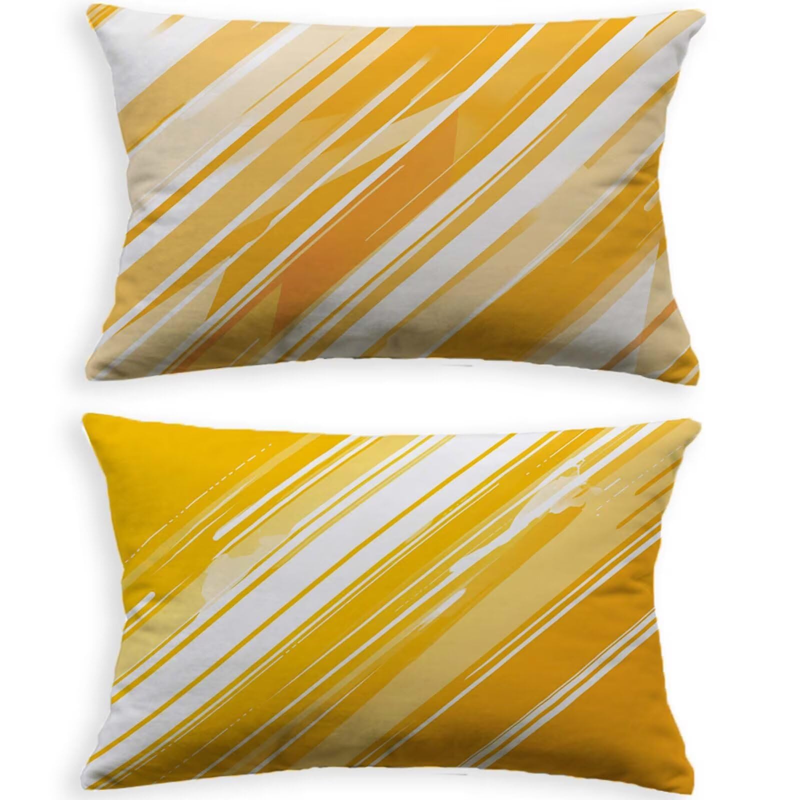 Housse de coussin orange 80x100 lot de 2 velours rectangulaire à bande design O-707B