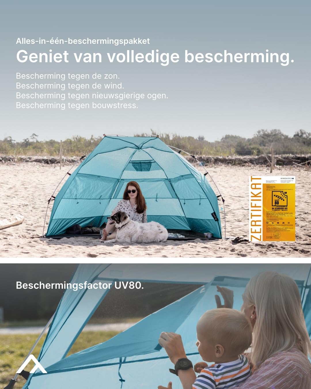 Qeedo Quick Bay Pro Strandzelt mit UV-Schutz in 3 Farben für 79,90