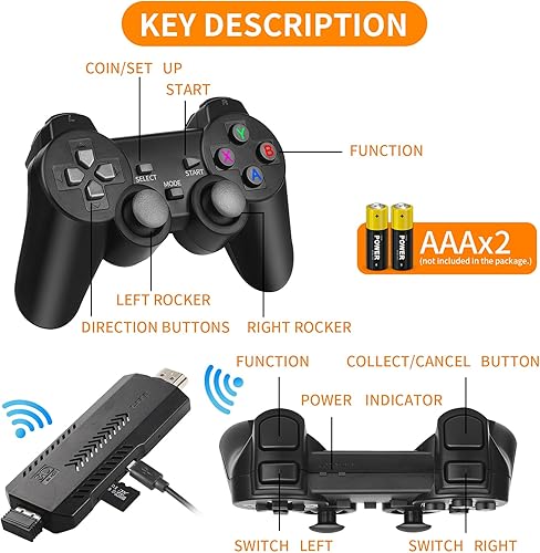 Miniatura 5 de Consola de juegos retro inalámbrica, consola de juegos de 128G con 40,000 juegos integrados, más de 40 emuladores, controladores inalámbricos