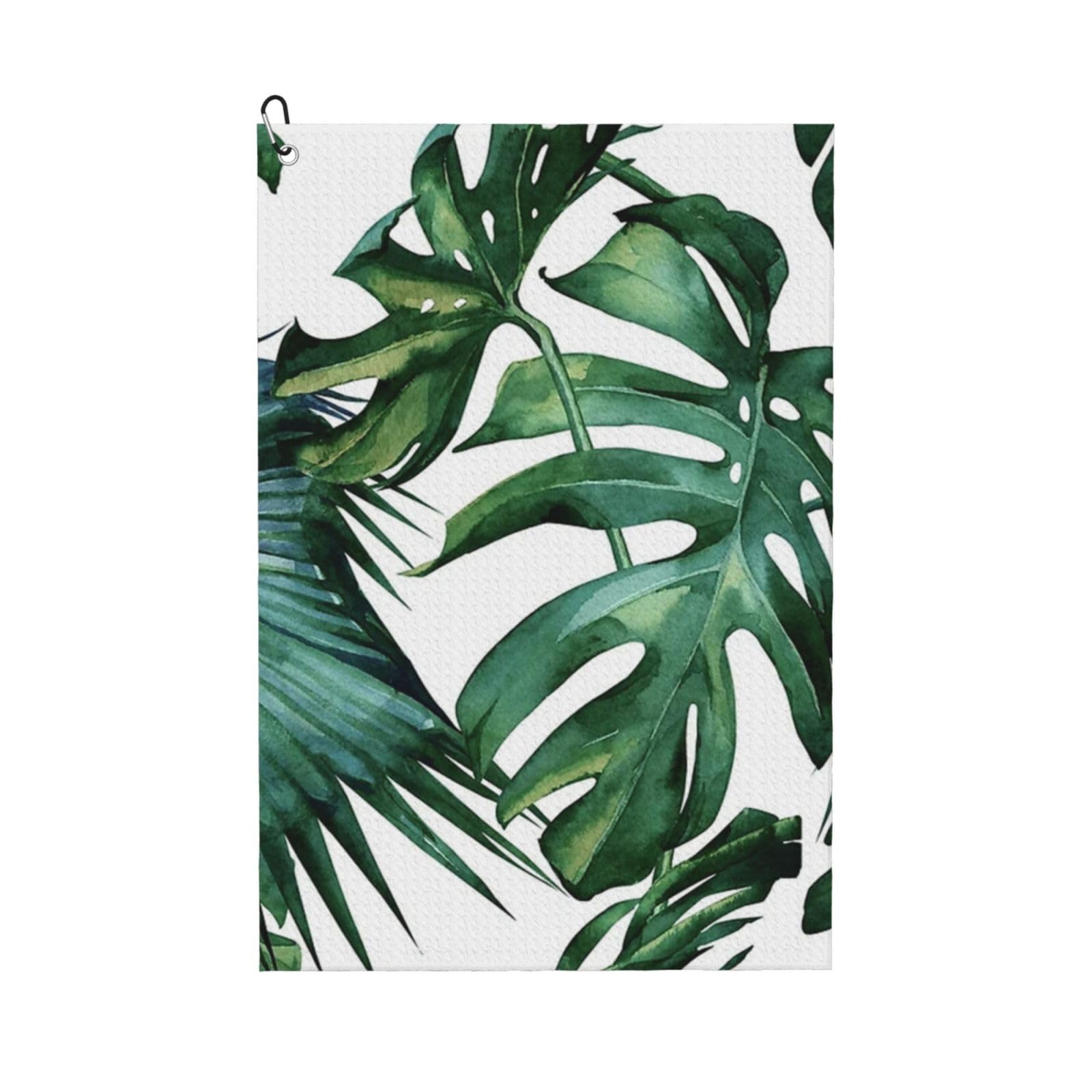 Hnnkloy Flourishing Palm Leaves, 16x24 in Portable Waffle Golf Towels with Carabiner Clip for Golf Bag