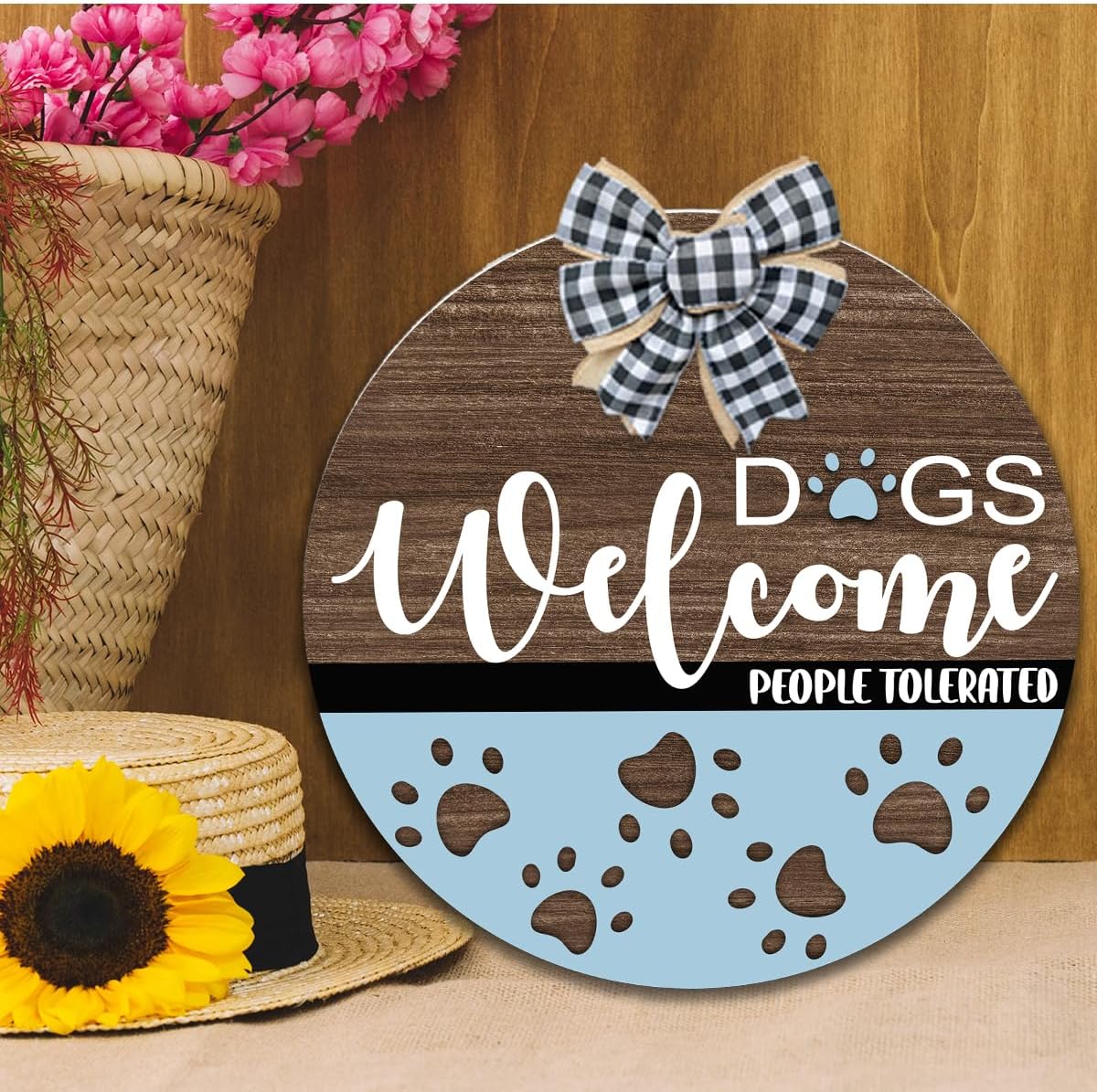 Dogs Welcome People Tolerated Sign Wood Plaque for Front Door Decor,Dog Welcome Sign for Front Door - Image 6