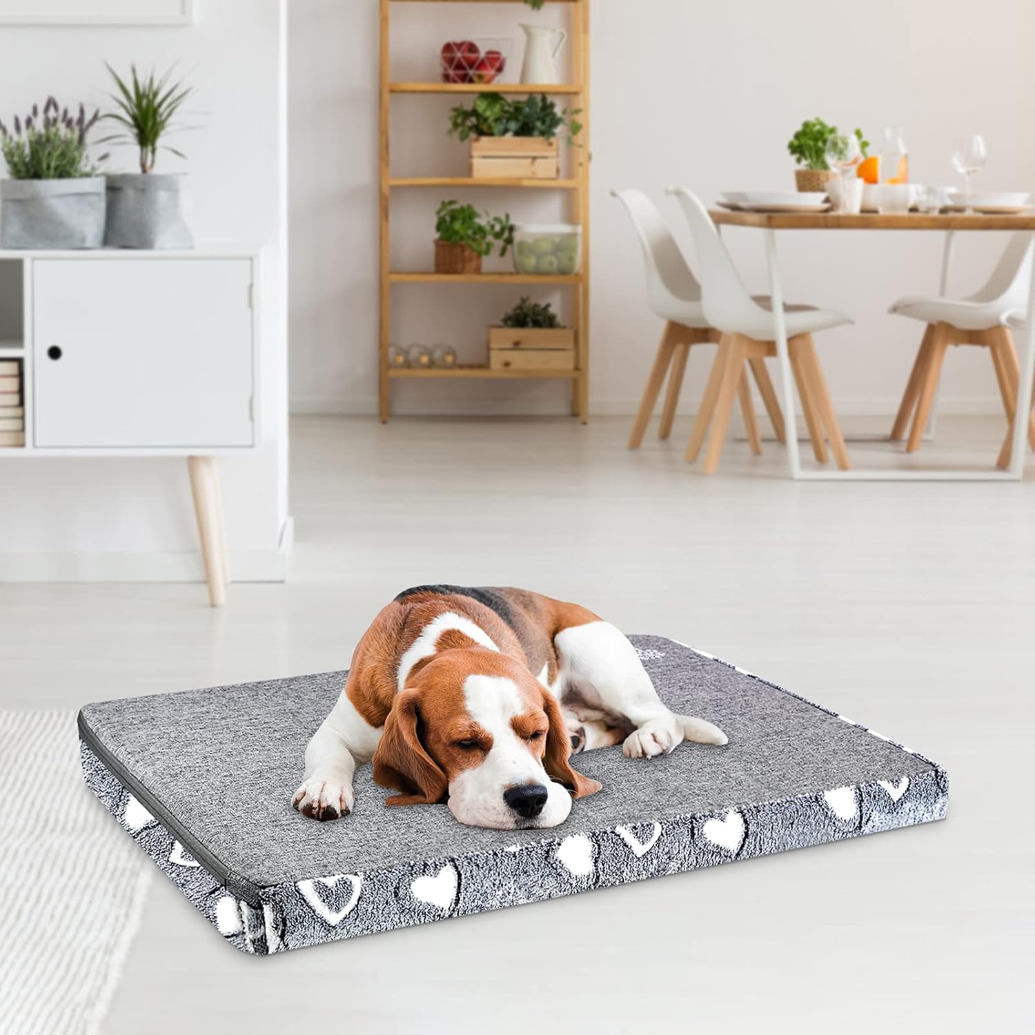 VANKEAN Dog Crate Mat Reversible(Warm and Cool), Stylish Pet Bed Mattress for Dogs, Water Proof Linings, Removable Machine Washable Cover, Firm Support Pet Pad for Small to XX-Large Dogs, Grey : Pet Supplies