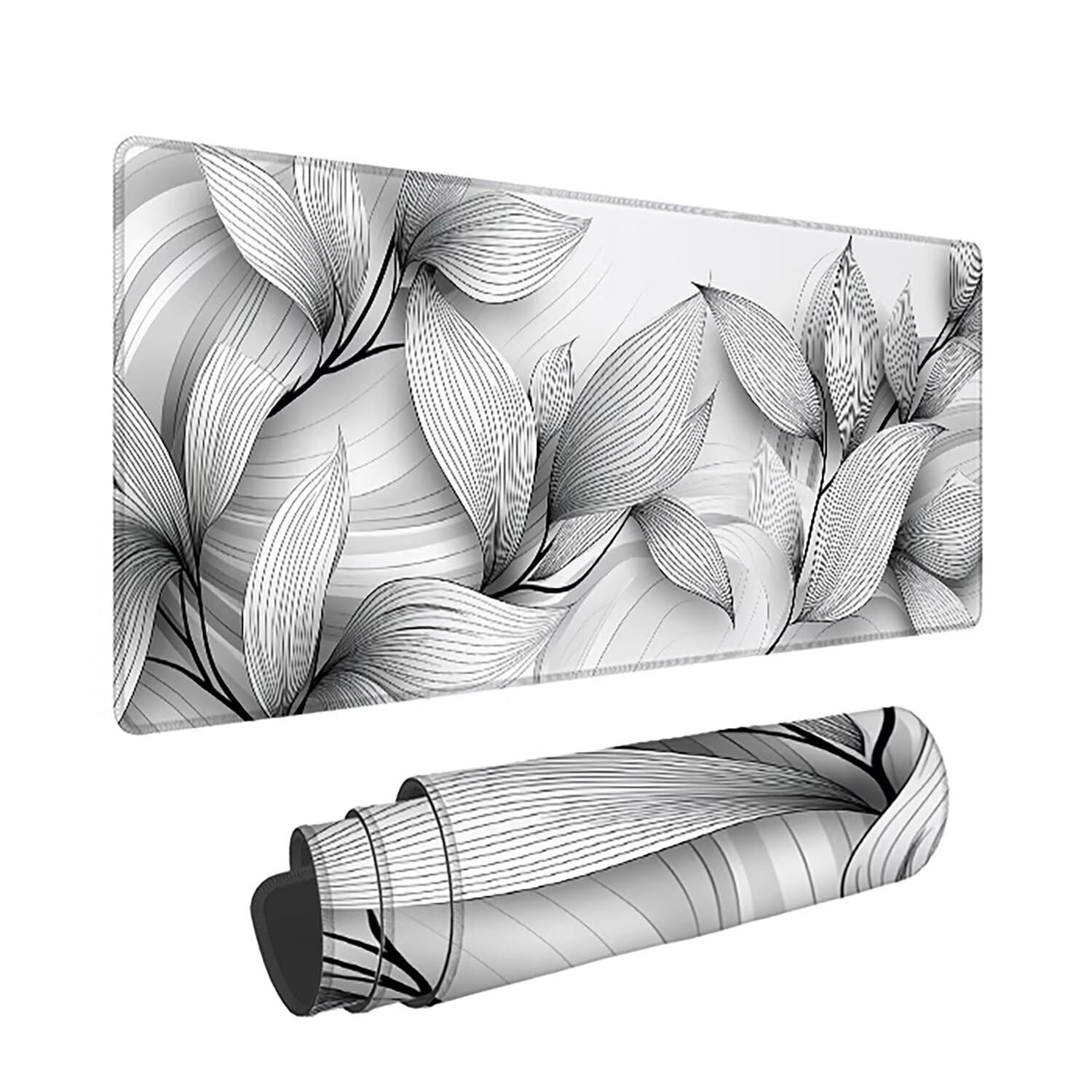 Fabryczna podkładka pod mysz XXL - 1400x600x3mm - biała duża mata na biurko z przeszytymi krawędziami i antypoślizgowa wodoodporna do komputera, laptopa poprawia precyzję i szybkość. -35566