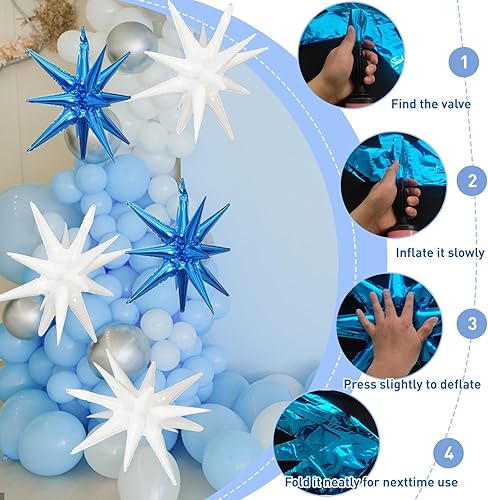 Miniatura 4 de 6 globos de papel de aluminio con forma de estrella, de una sola pieza, globos de estrella de 14 puntas en forma de cono de estrella 4D, globos de