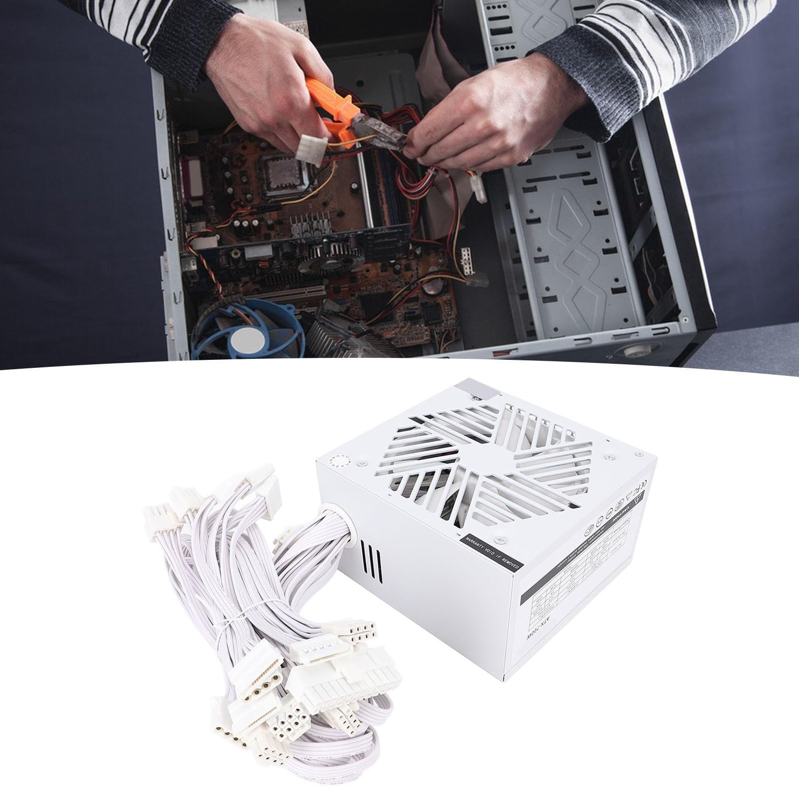 Fockety Zasilacz ATX 700 W, Wentylator 120 Mm z automatyczną regulacją Prędkości i Wieloma Zabezpieczeniami, Zasilacz do Gier z 4+4-pinowymi Złączami Procesora do Komputerów Stacjonarnych