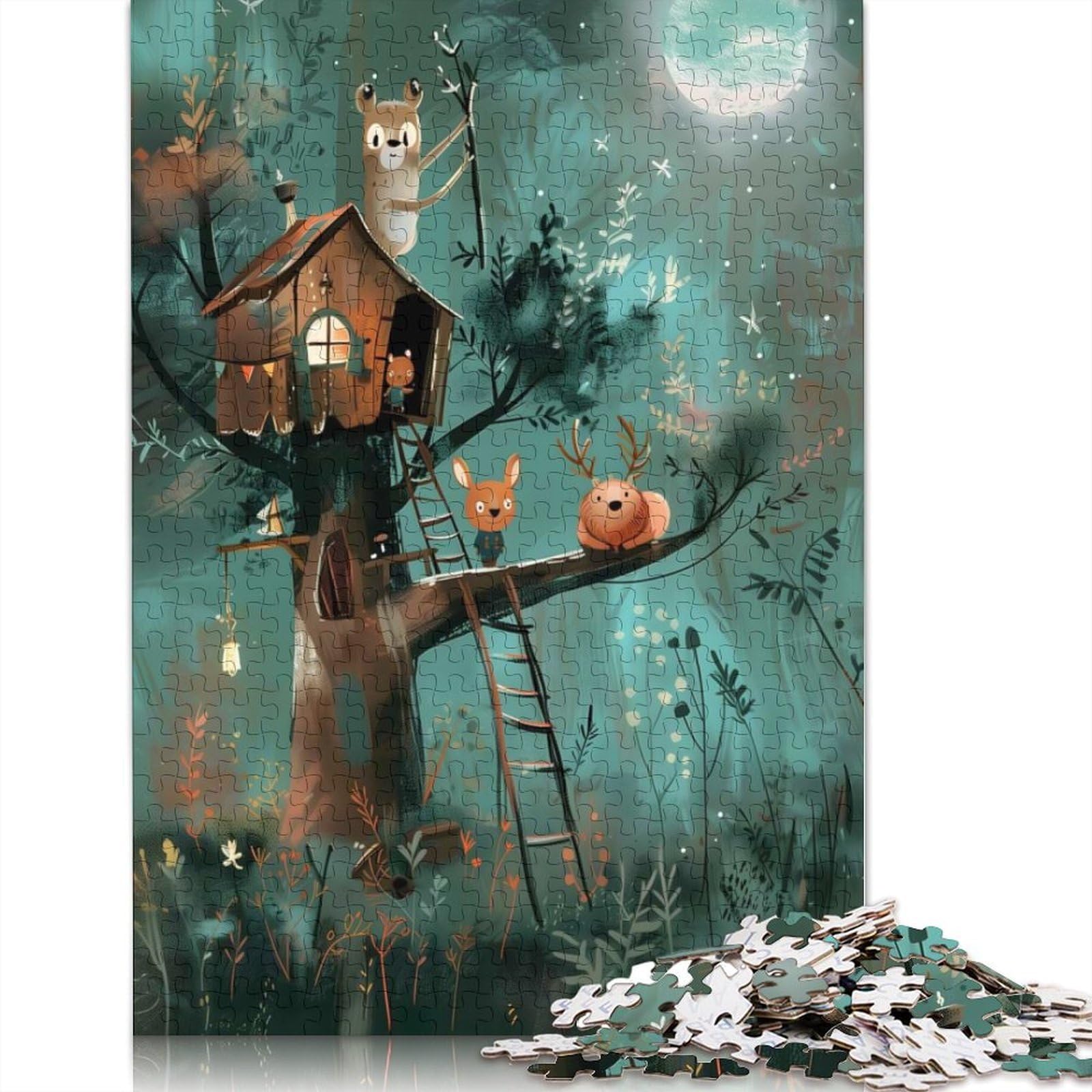 1000 Piece Treehouse Dreams – Forest Magic at Night Jigsaw Puzzlesfor Adults Puzzle Jigsaws for Adults Unique Home Decor And Gifts 1000pcs (38x26cm)