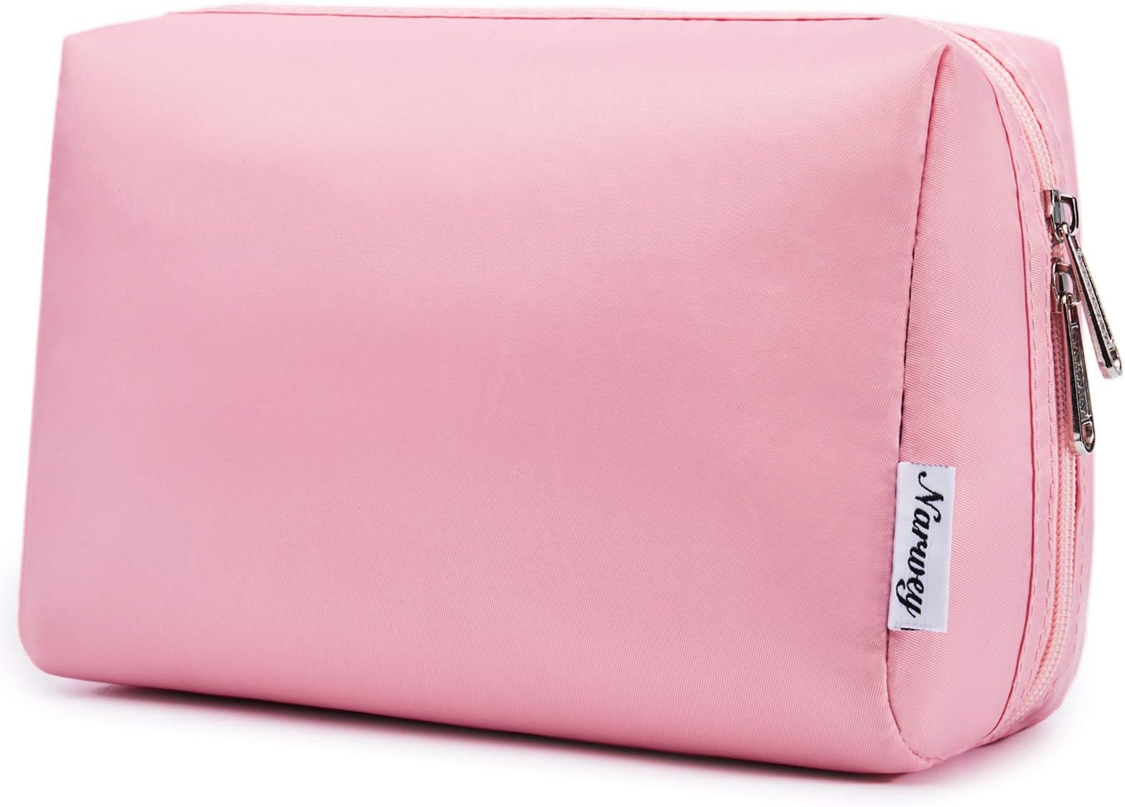 NarweyLarge Makeup Bag Zipper Pouch Travel Cosmetic Organizer for Women (Pink, Large)