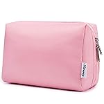 Narwey Cute Makeup Bag Travel Cosmetic Bag Organizer Toiletry Bag Make Up Bags with Compartments for Women Girls (Large, Pink)