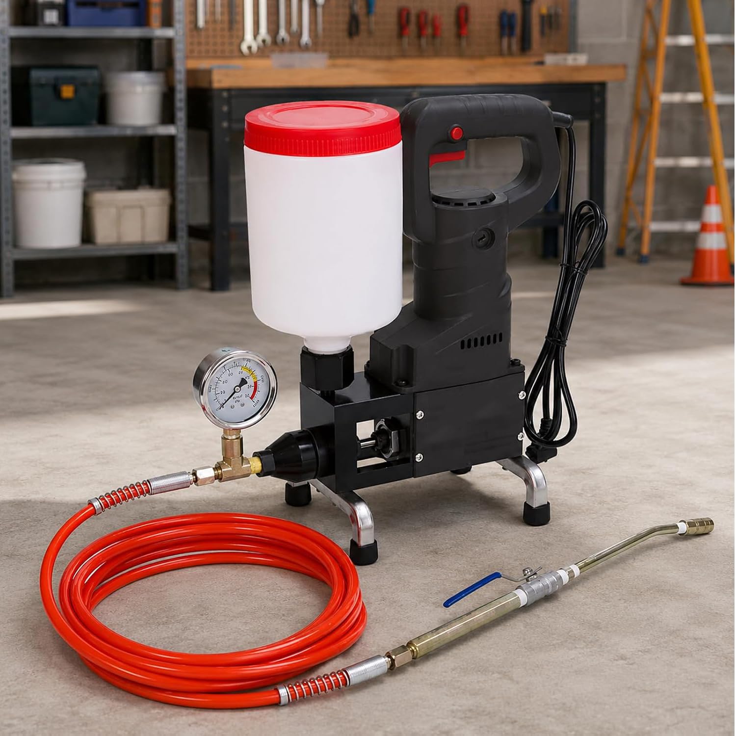 Pompa elettrica della stuccatura, Macchina Portatile di iniezione del Cemento per la Riparazione della crepa Dell'Edificio.Sigillante a Resina ad Alta Pressione con Calibro di Sicurezza, Cilindro ABS