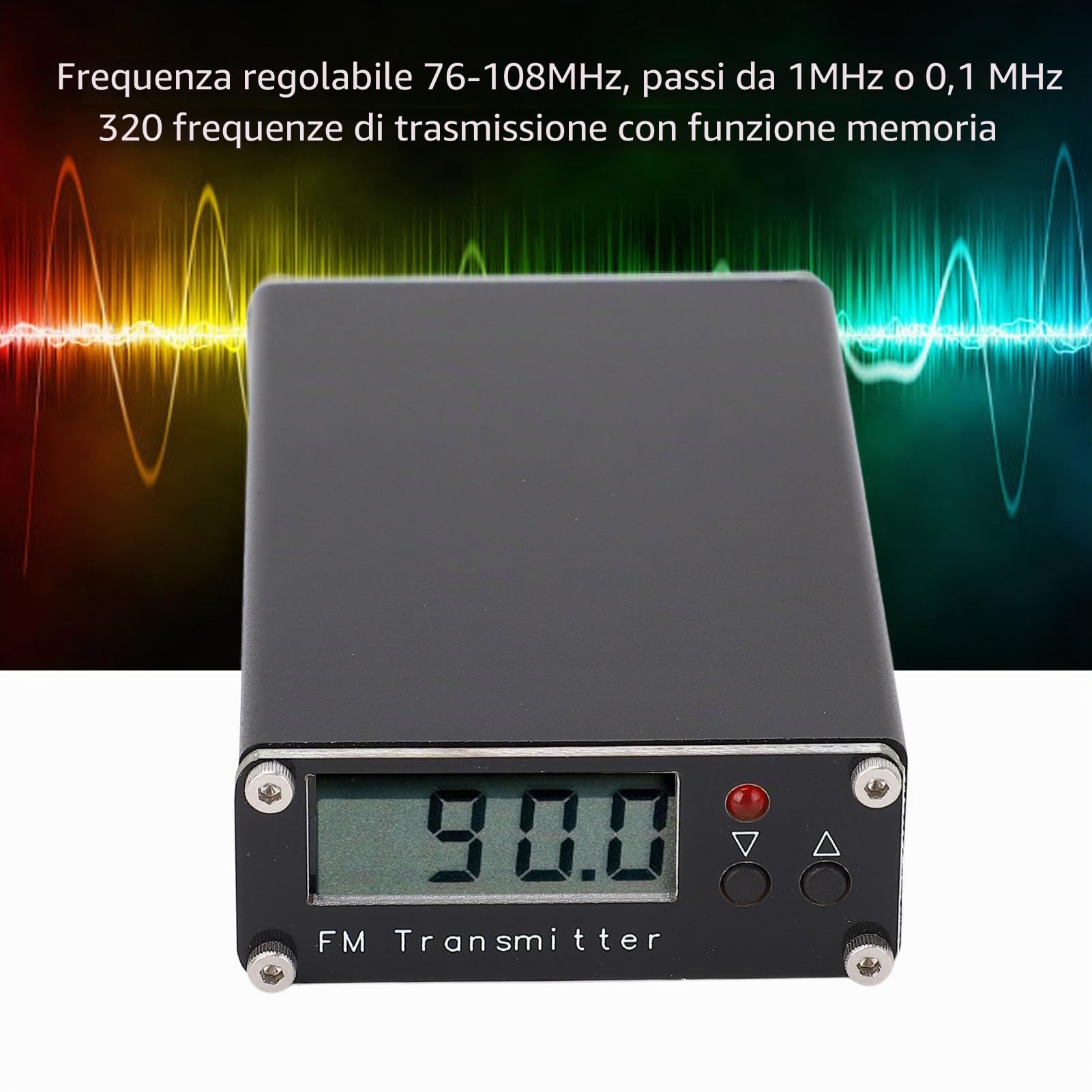 Trasmettitore FM, Trasmettitore FM a Lungo Raggio 0,5 W 2KM, Stazione Radio Stereo FM 76‑108 MHz per Drive in Movie, Parcheggio della Chiesa, Fuochi D'artificio, Scuola