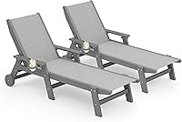 Vista 41 de SERWALL Juego de 2 Sillas Tumbonas para Patio, 78'' de Largo, 5 Posiciones Ajustables, HDPE, Tumbona para Exteriores para Piscina, Silla de Salón