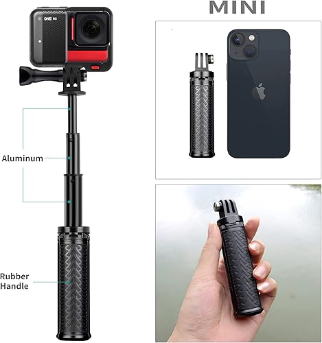Miniatura 2 de SOONSUN Mini palo selfie extensible para GoPro, portátil de mano selfie stick trípode soporte para GoPro Hero 13121110 9876543, sesión, fusión,